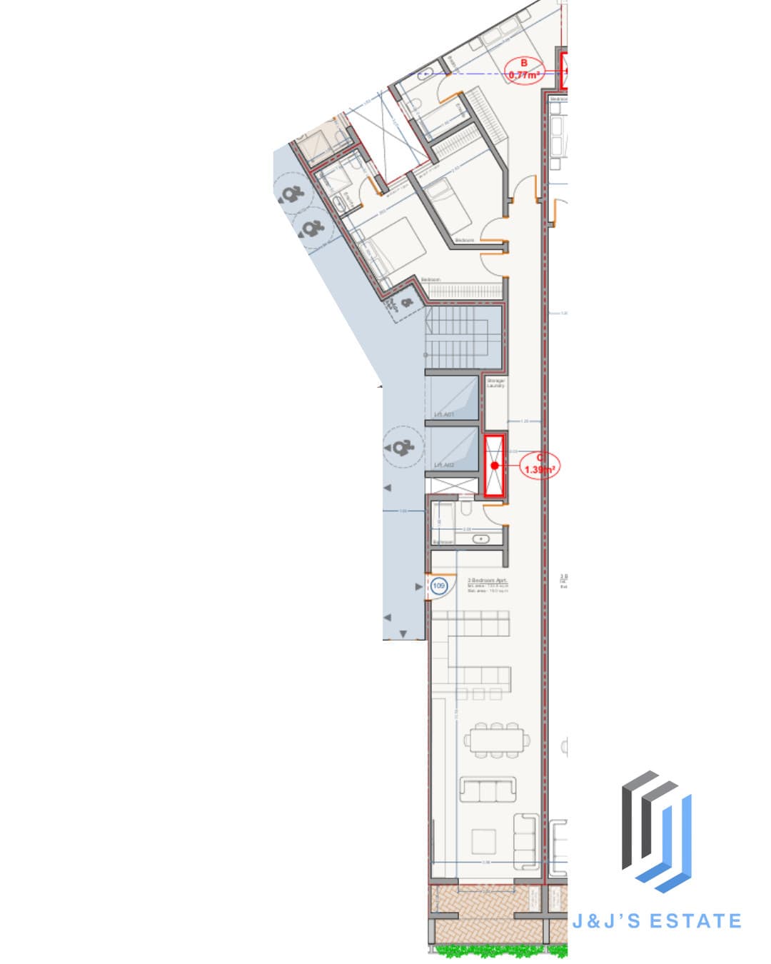 Apartment 109 - A spacious 3 bedroom apartment designed for the whole family