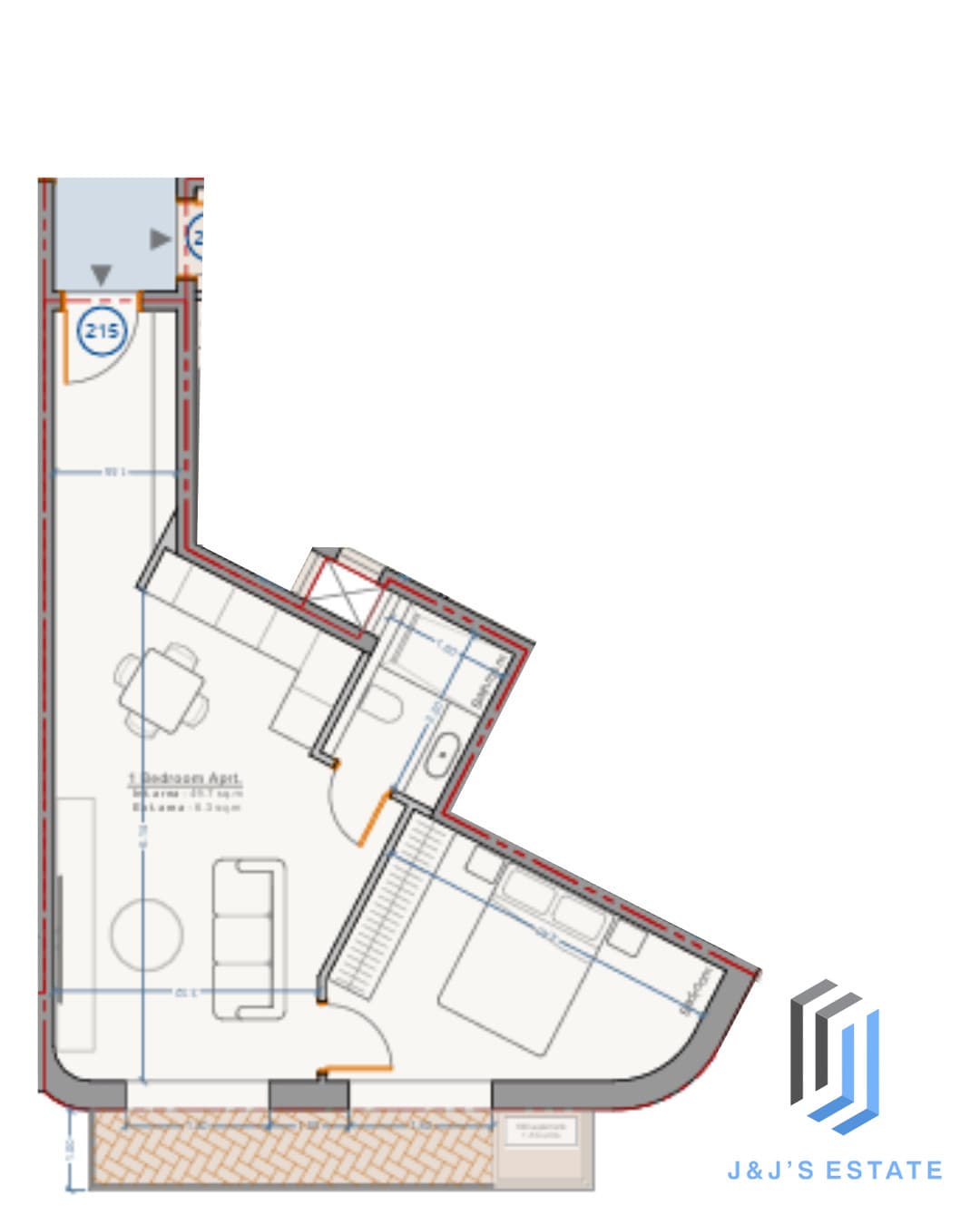 Apartment 215 - A modern 1-bedroom apartment, ideal for living or investing