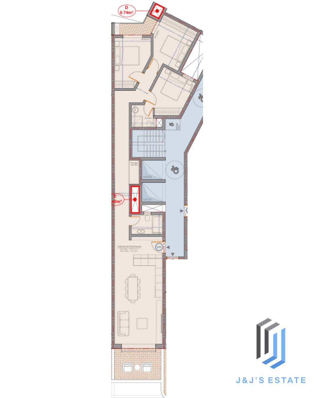 Apartment 410 - A 3-bedroom duplex with pool terrace, ideal for investing or living