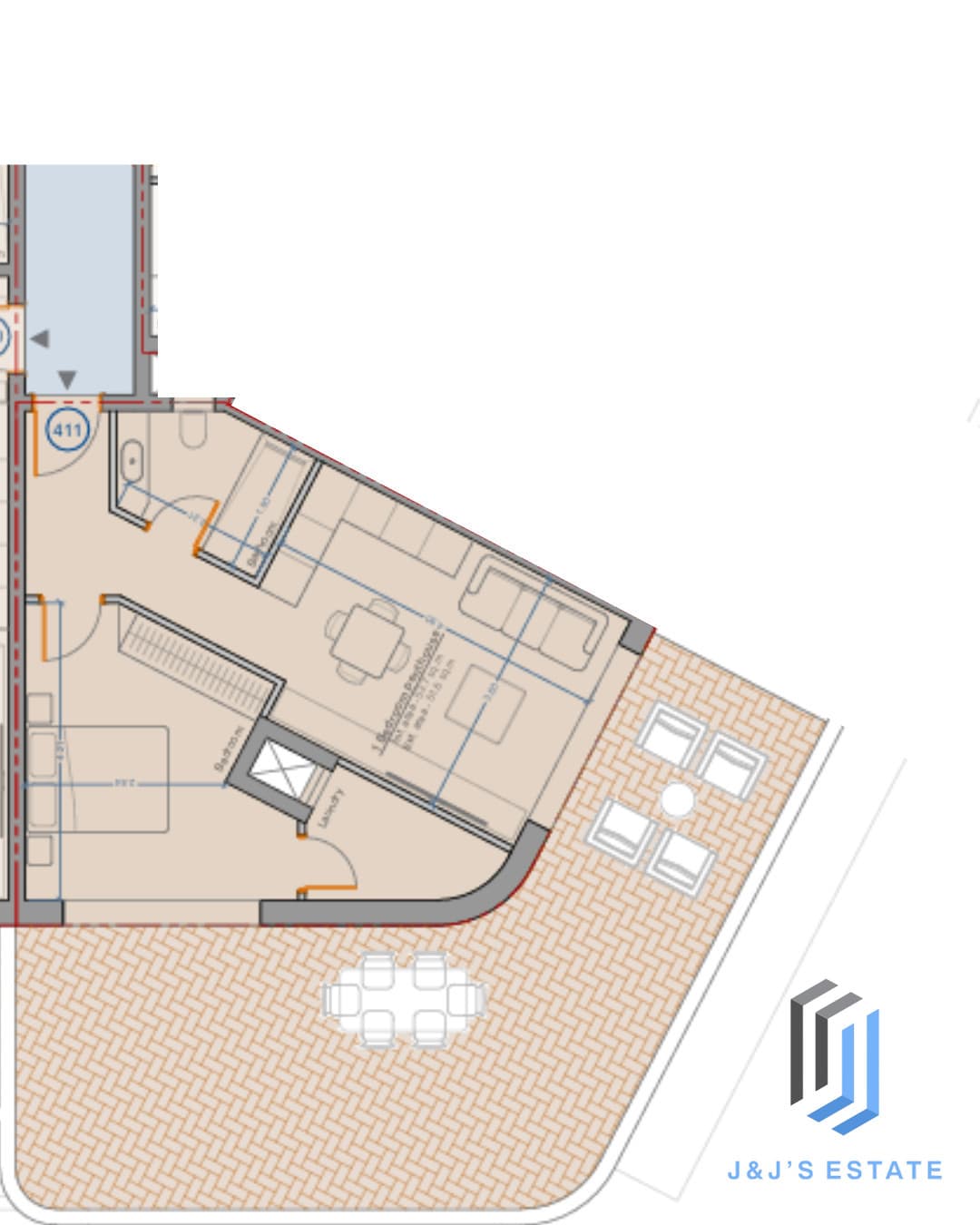 Apartment 411 - An elegant 1 bedroom duplex, with pool terrace, ideal for investing or living