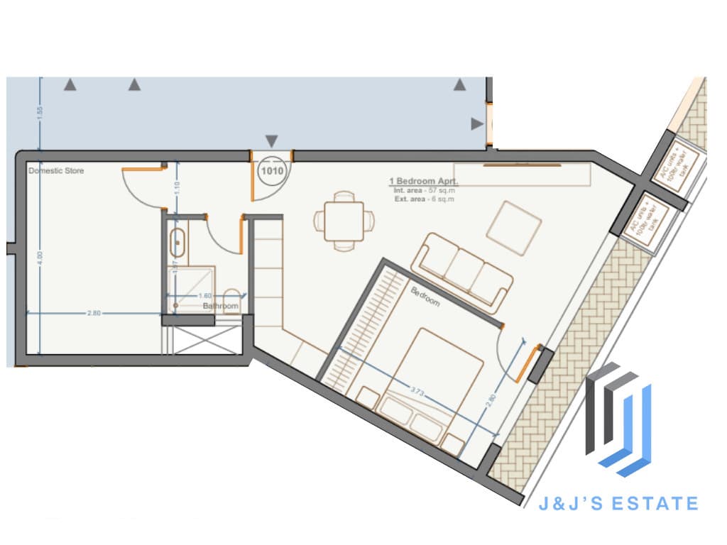 Apartment 1010 - A comfortable 1-bedroom apartment with domestic store