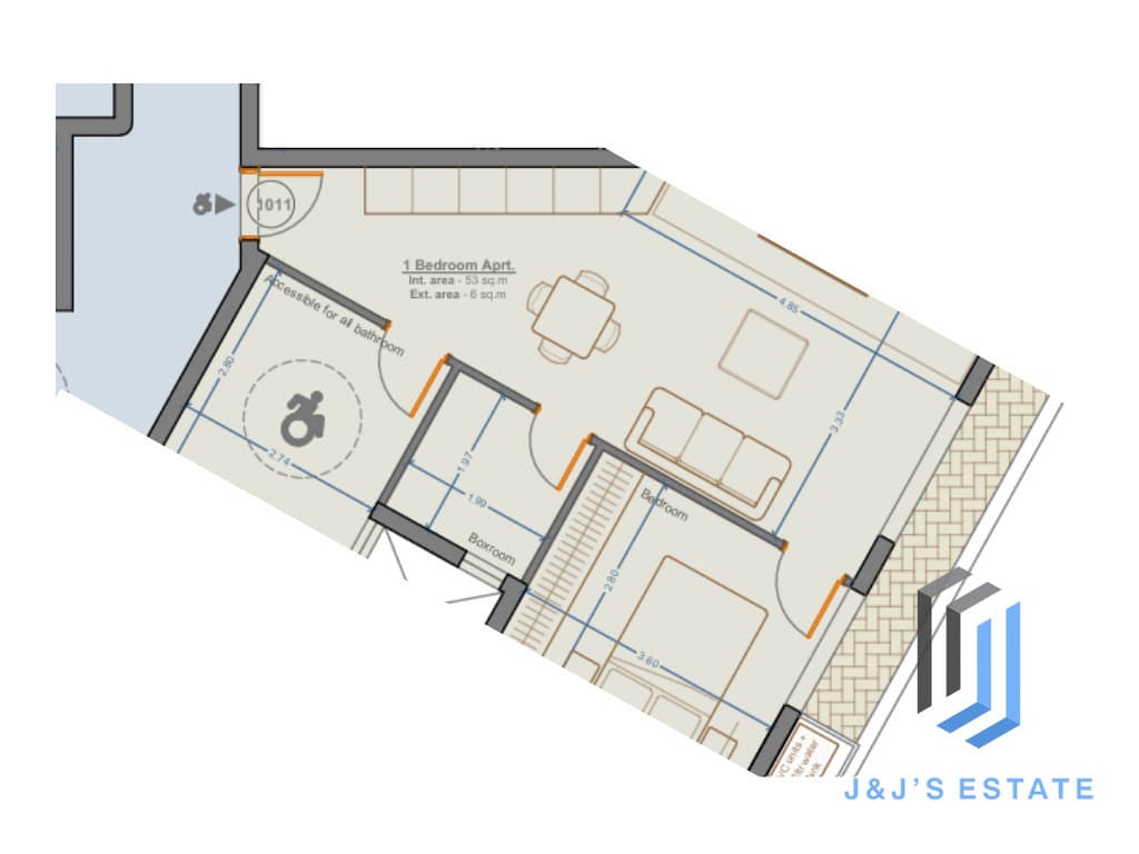 Apartment 1011 - A bright and practical 1-bedroom apartment