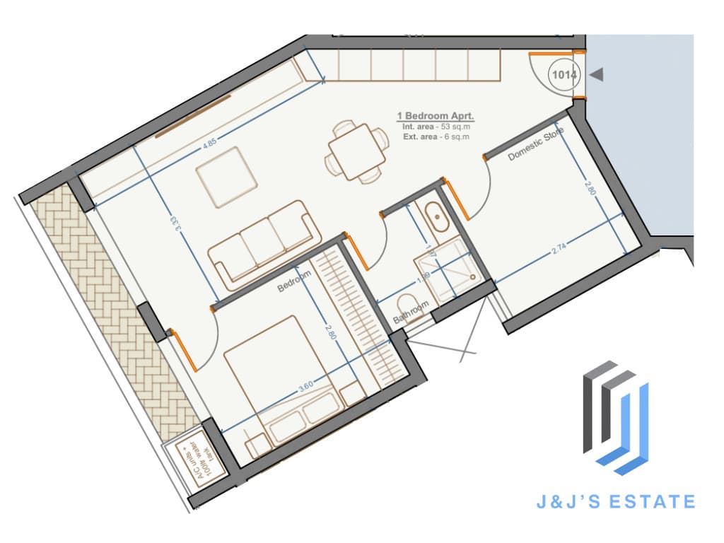 Apartment 1014 - A comfortable 1-bedroom apartment with domestic store