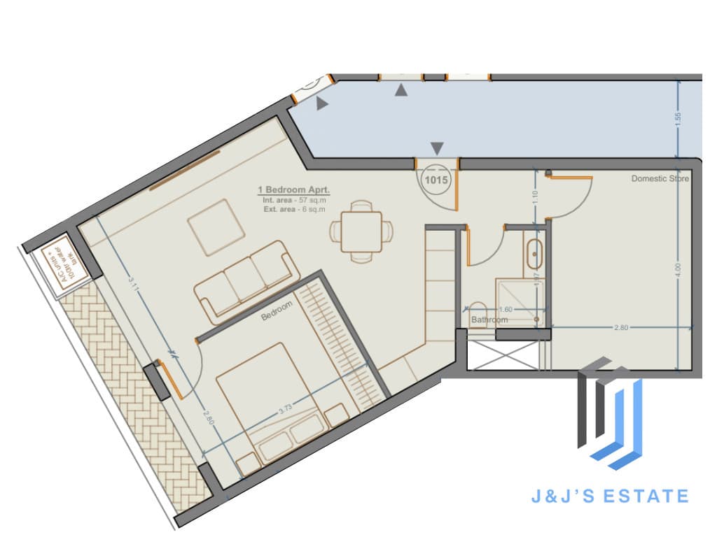 Apartment 1015 - A comfortable 1-bedroom apartment with domestic store · 1