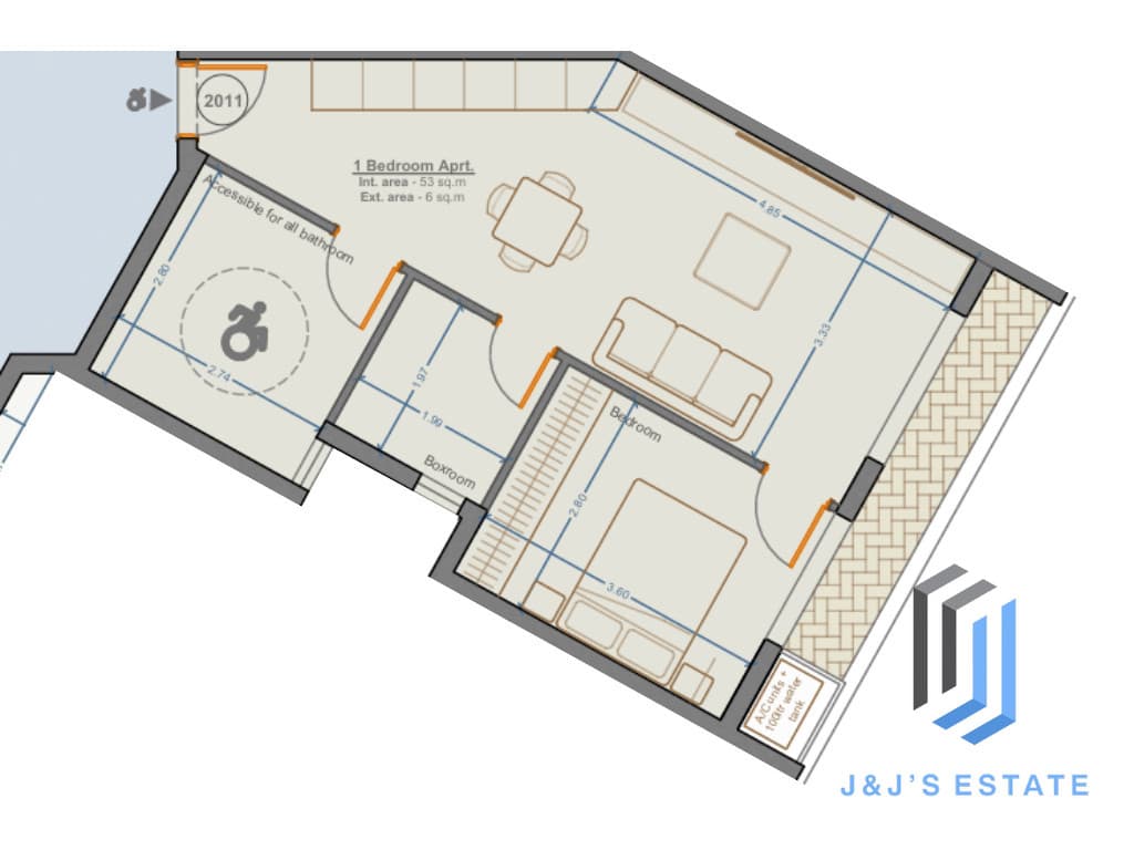 Apartment 2011 – A spacious 1-bedroom apartment