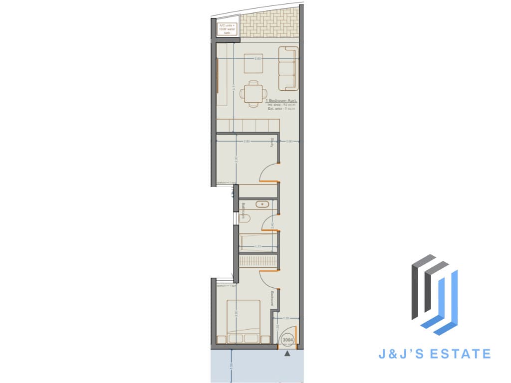 Apartment 3004 - A practical 1-bedroom apartment with study