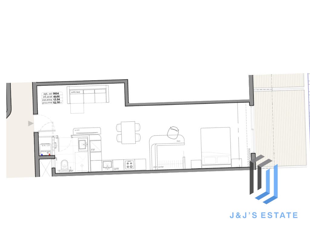 Receded Apartment 604 - A contemporary 1-bedroom receded apartment with terrace