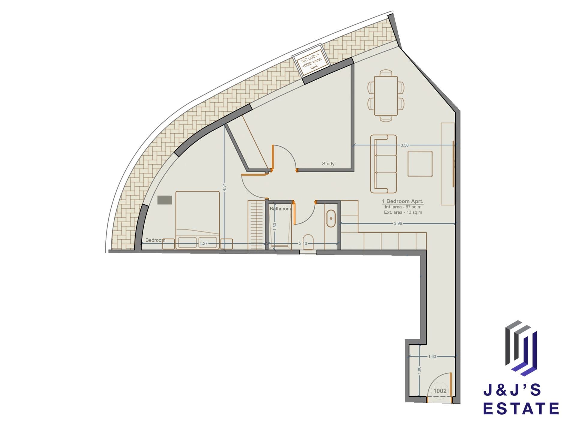 1-bedroom apartment with study and outdoor area in Marsa