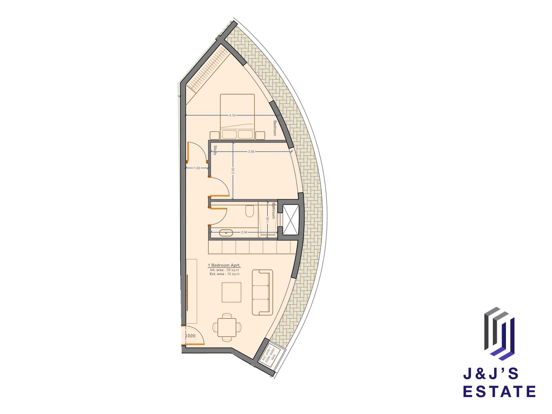 1-bedroom apartment with study and outdoor area in Marsa
