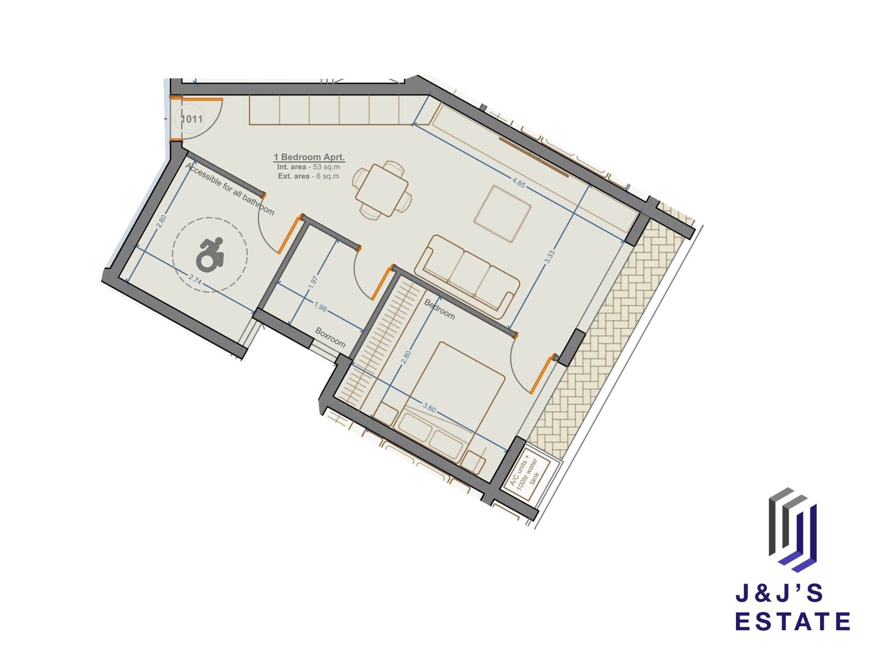 1-bedroom apartment with outdoor area in Marsa
