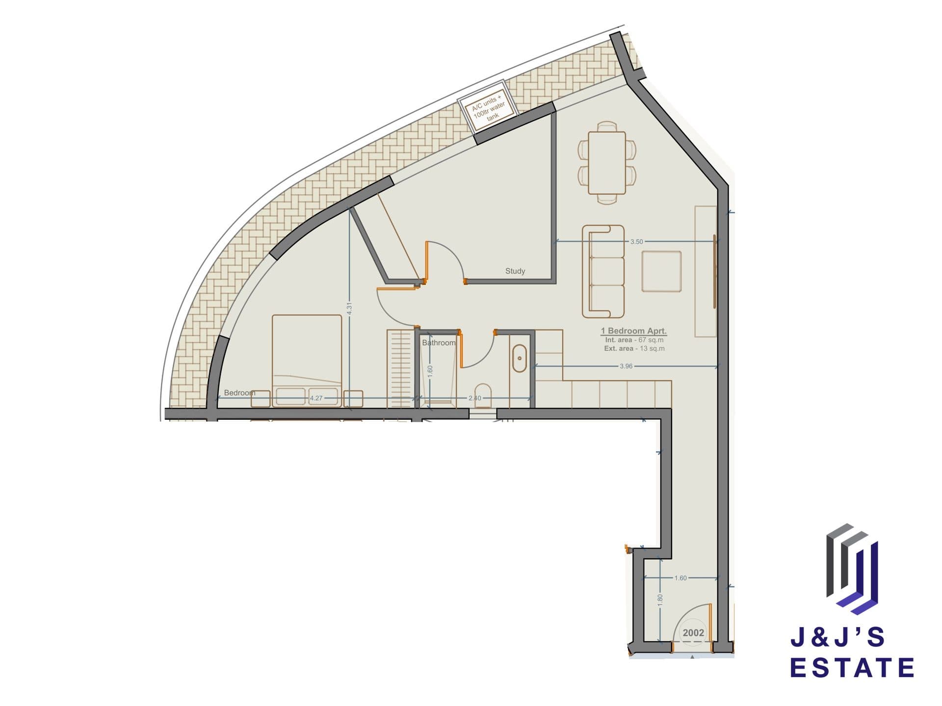 1-bedroom apartment with study and outdoor area in Marsa