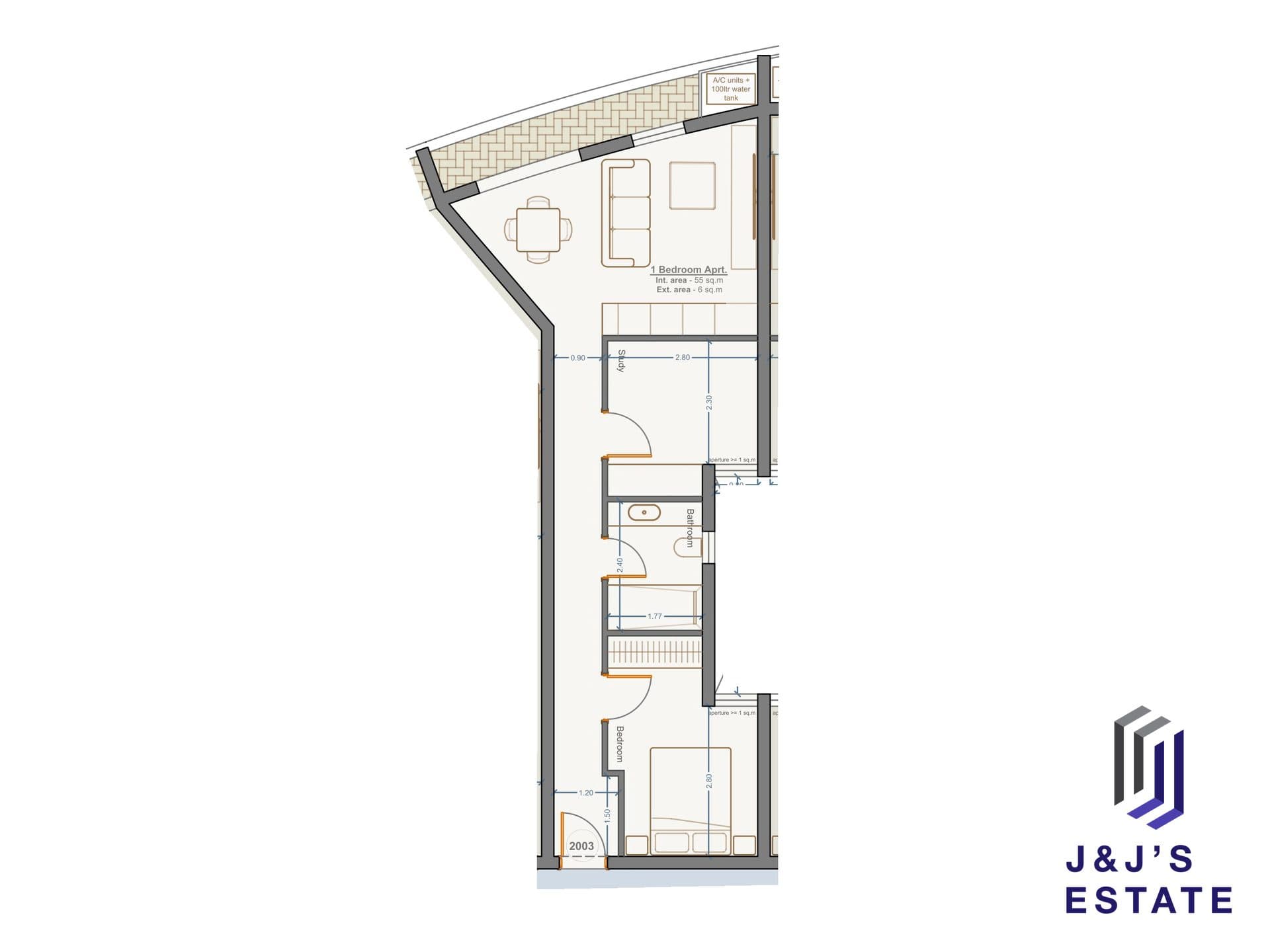 1-bedroom apartment with study and outdoor area in Marsa