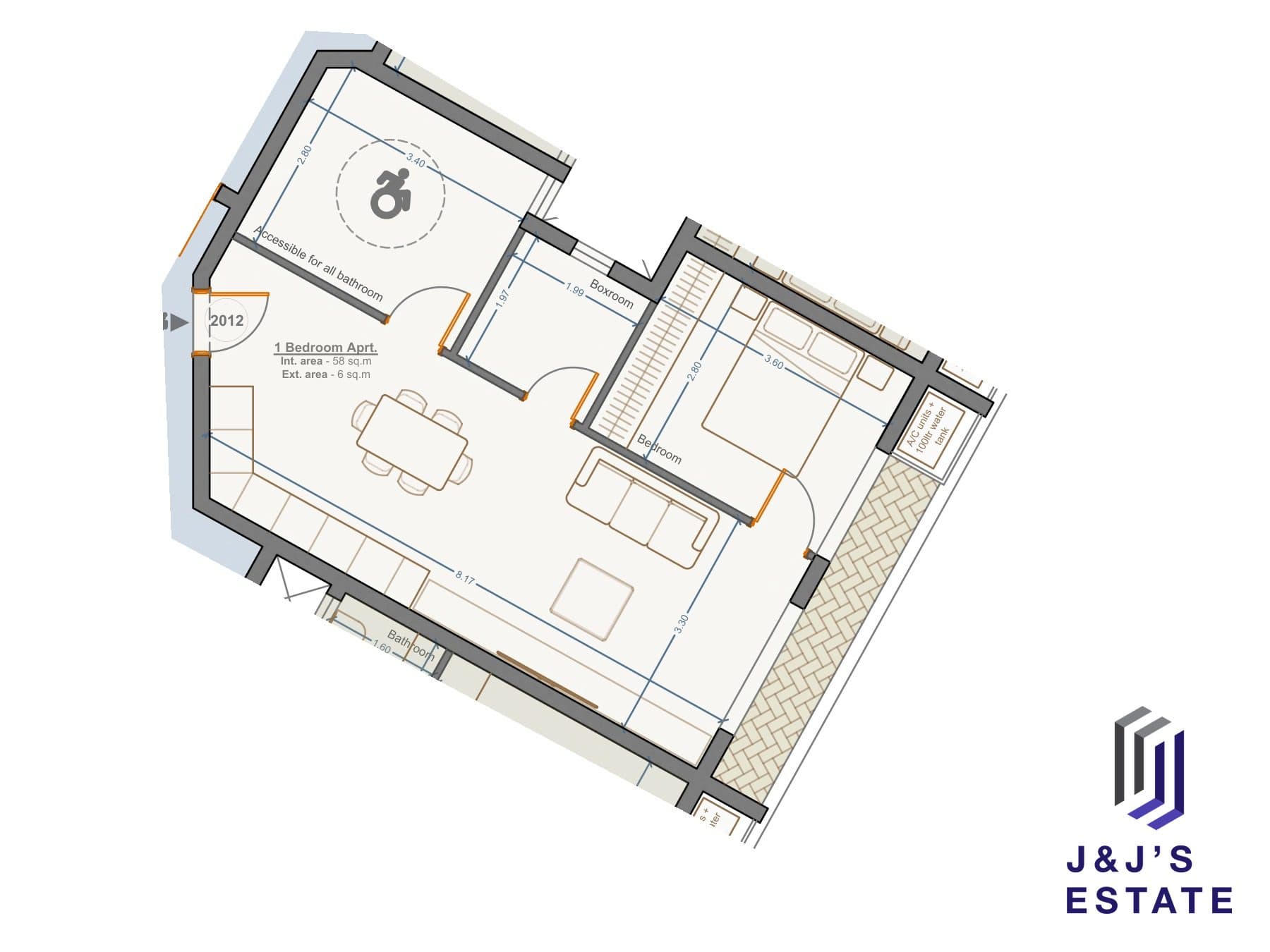 1-bedroom apartment with outdoor area in Marsa