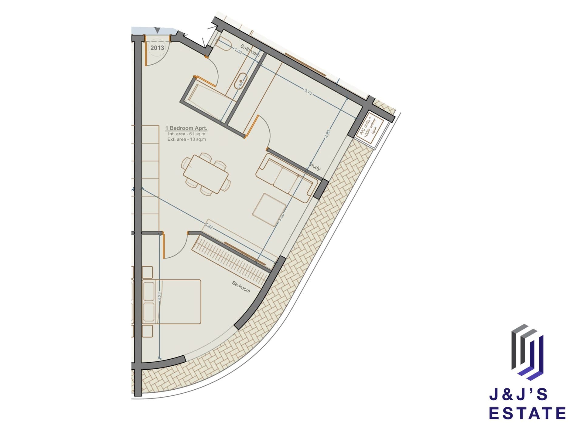 1-bedroom apartment with study and outdoor area in Marsa