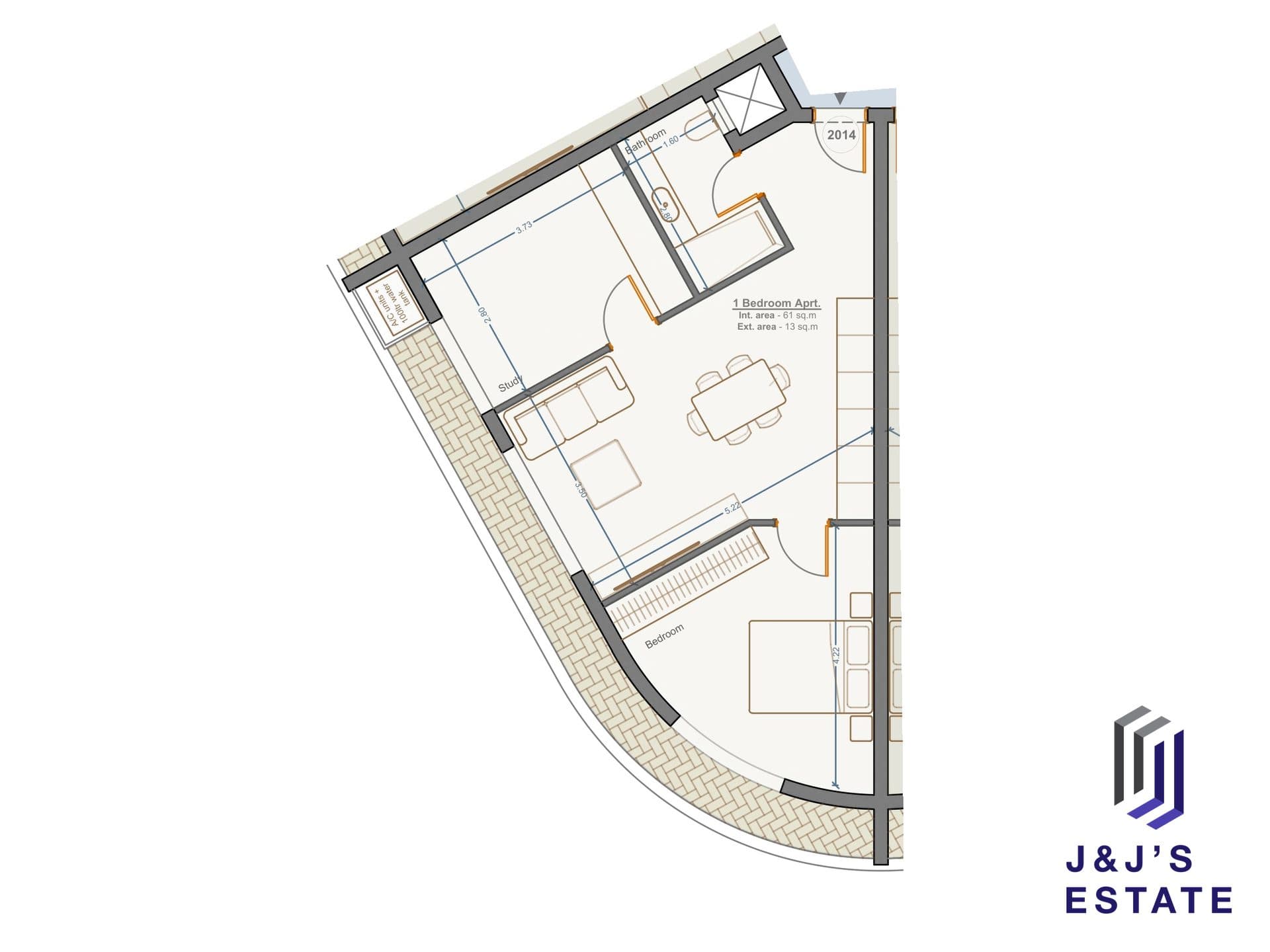 1-bedroom apartment with study and outdoor area in Marsa