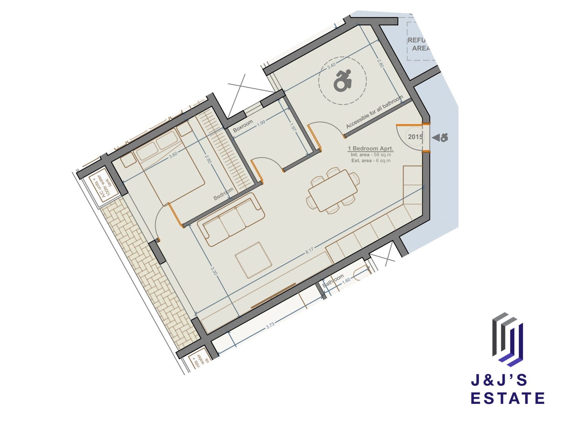 1-bedroom apartment with outdoor area in Marsa