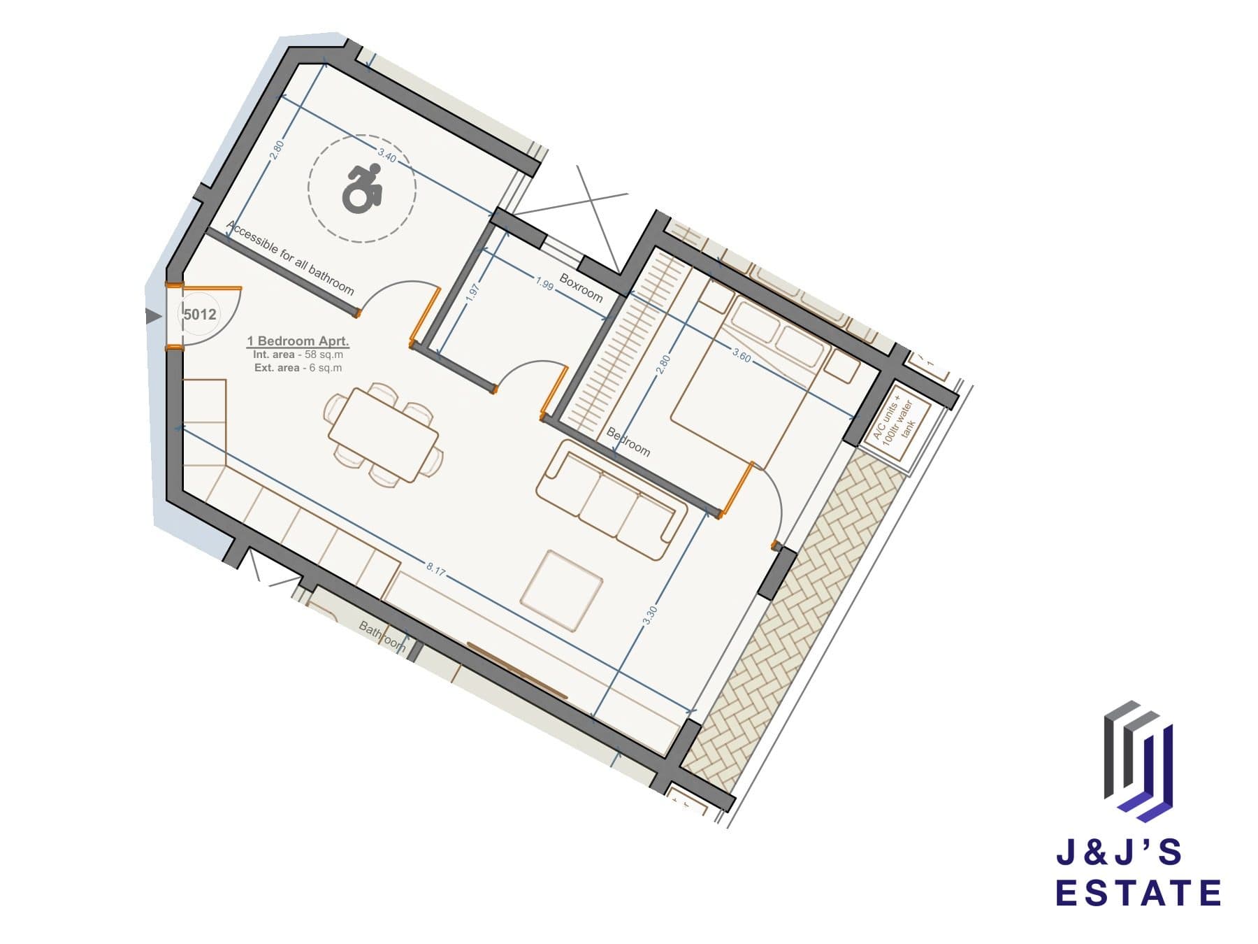 1-bedroom apartment with outdoor area in Marsa