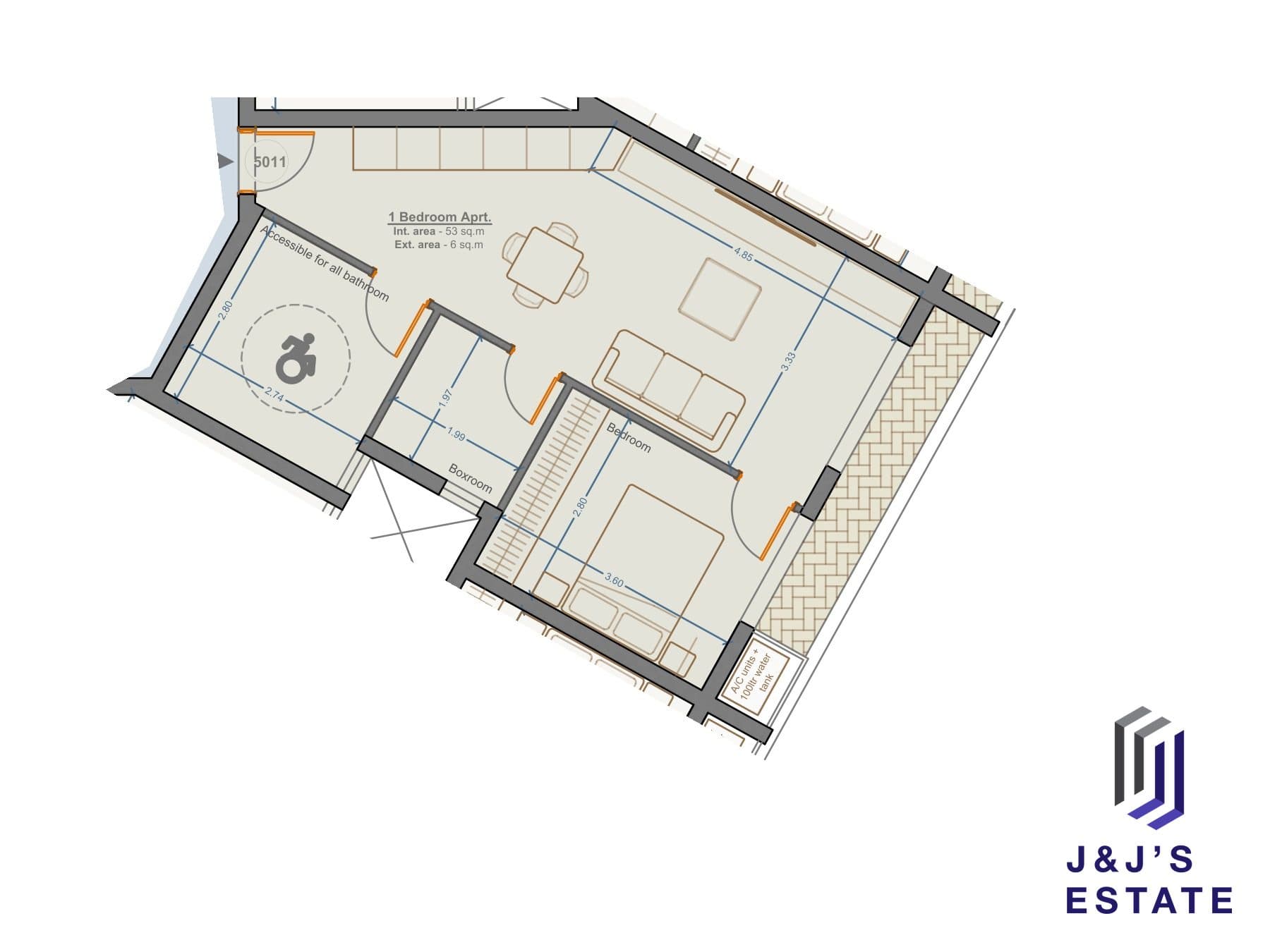 1-bedroom apartment with outdoor area in Marsa
