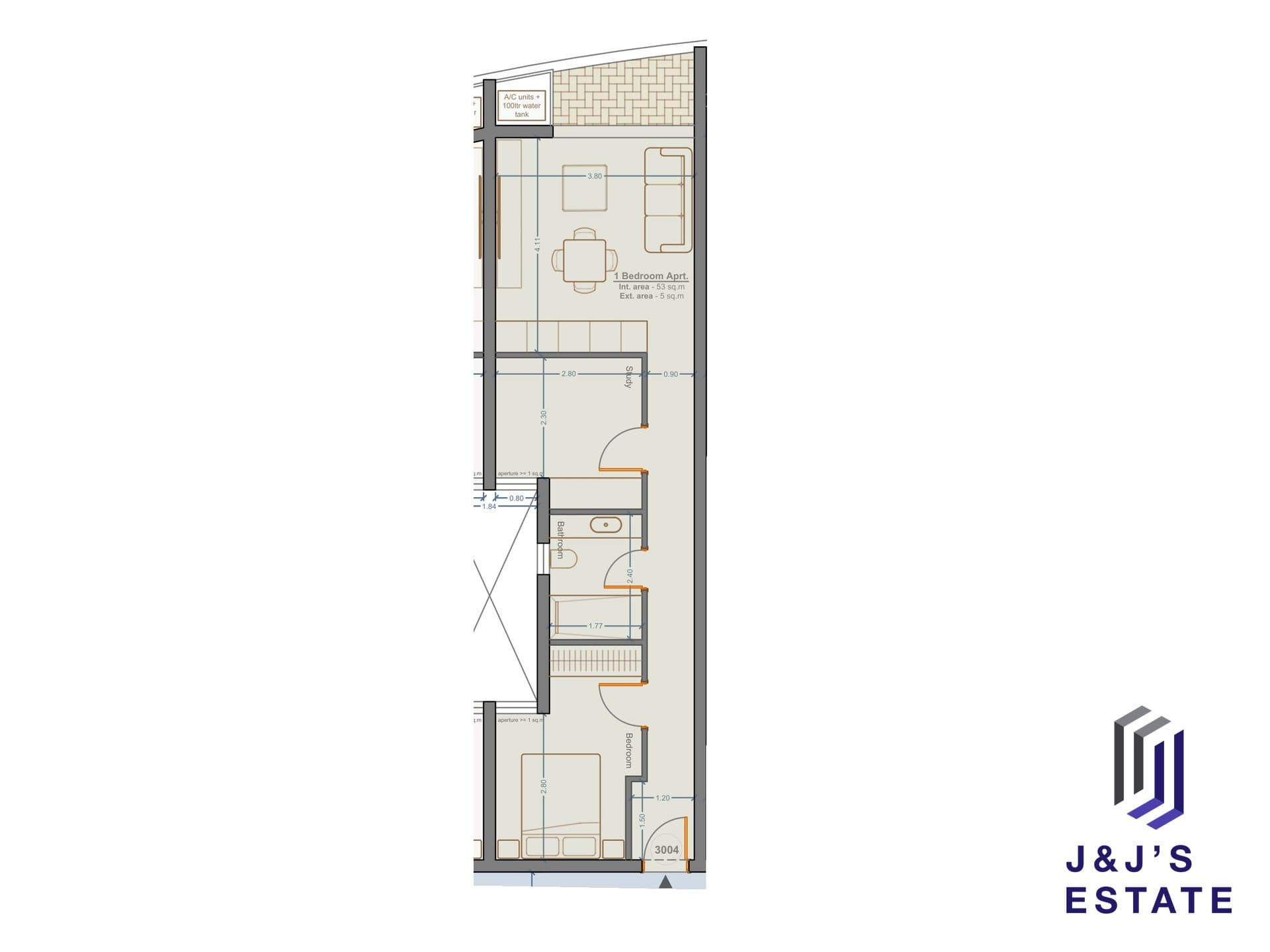 1-bedroom apartment with study and outdoor area in Marsa · 1