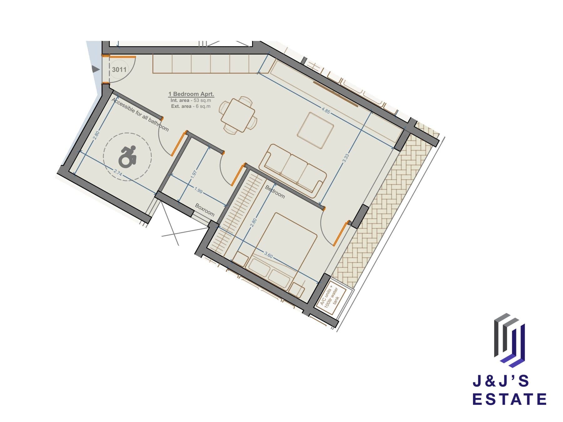 1-bedroom apartment with outdoor area in Marsa · 1