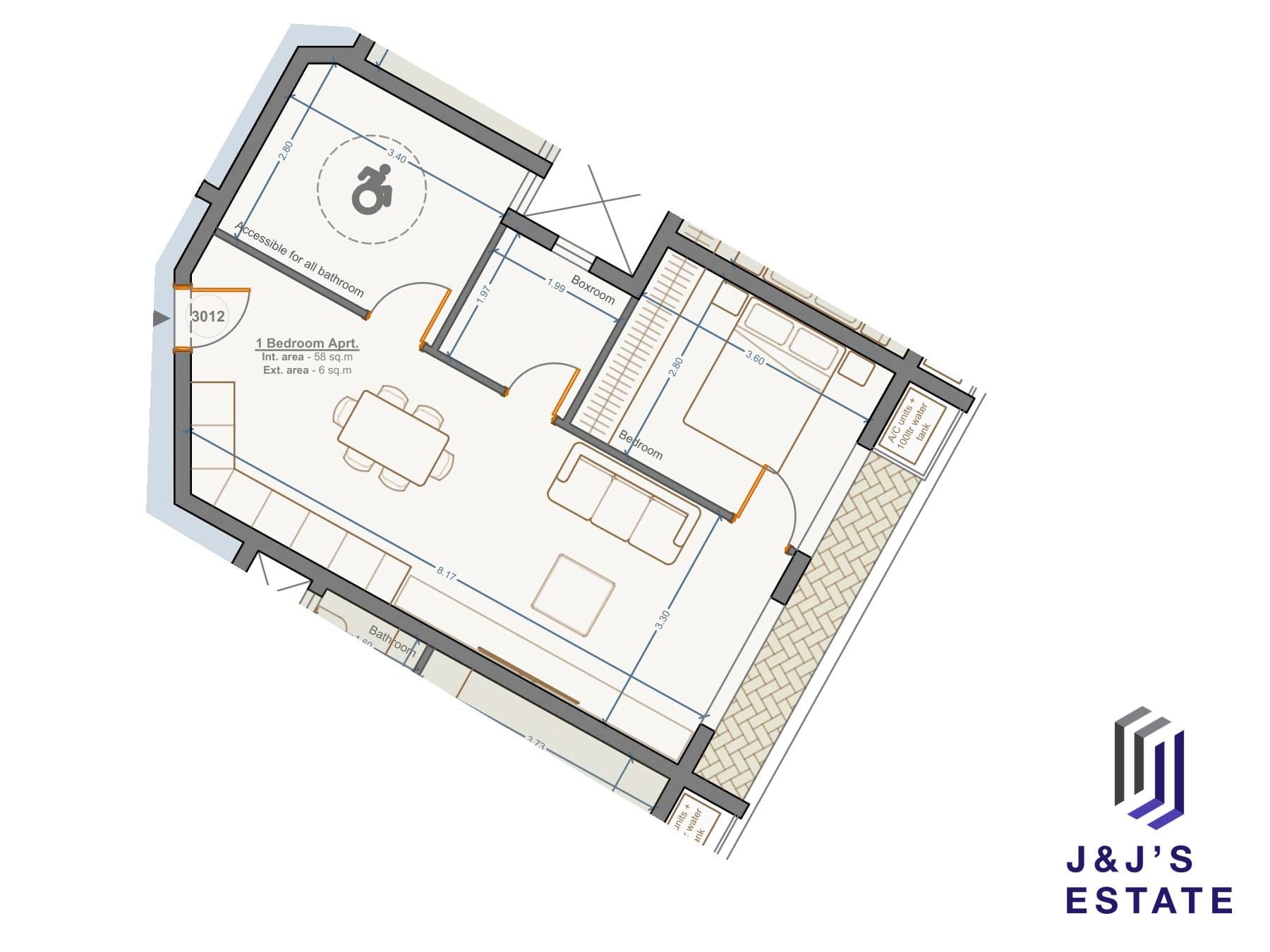 1-bedroom apartment with outdoor area in Marsa