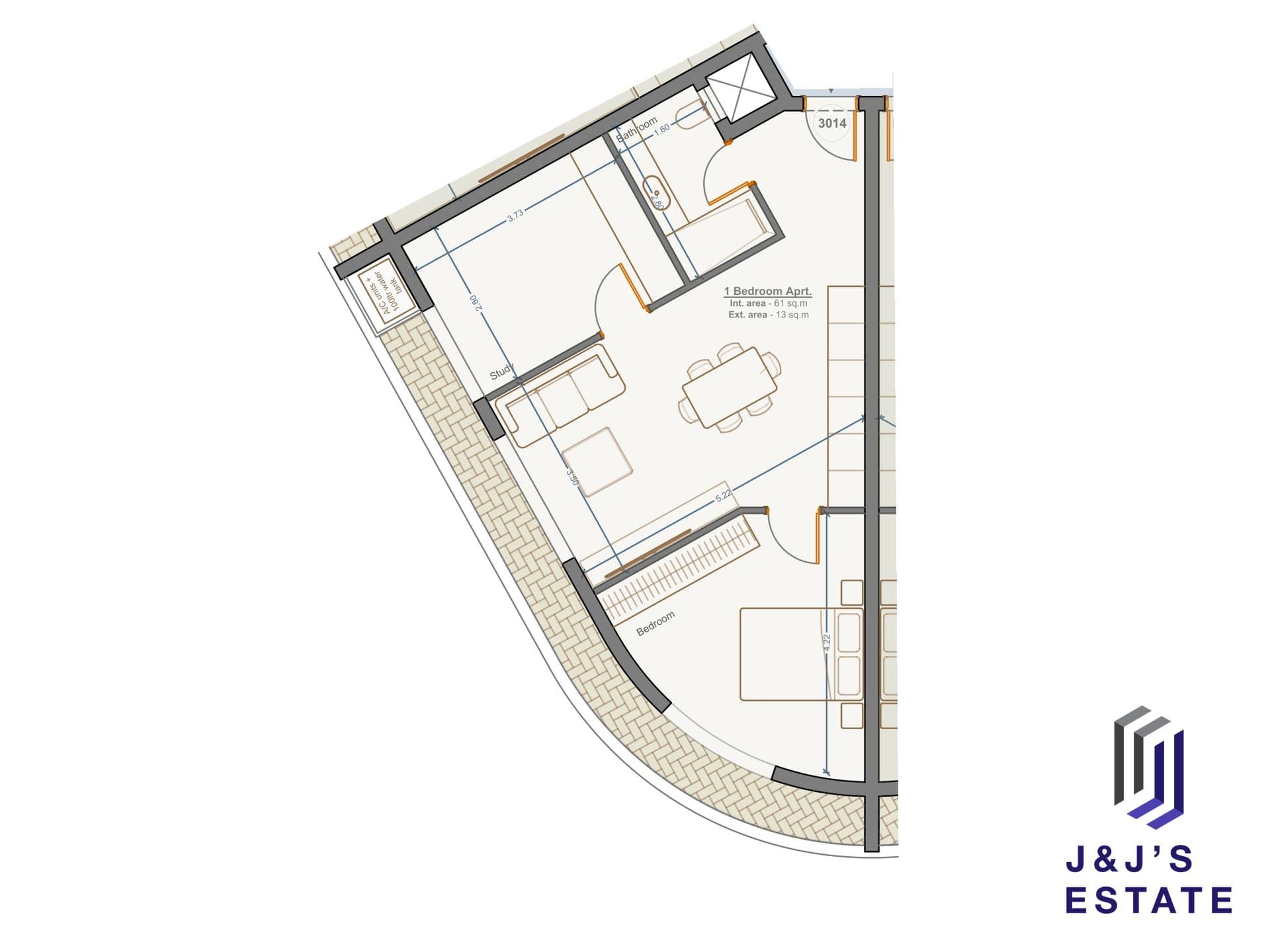 1-bedroom apartment with study and outdoor area in Marsa