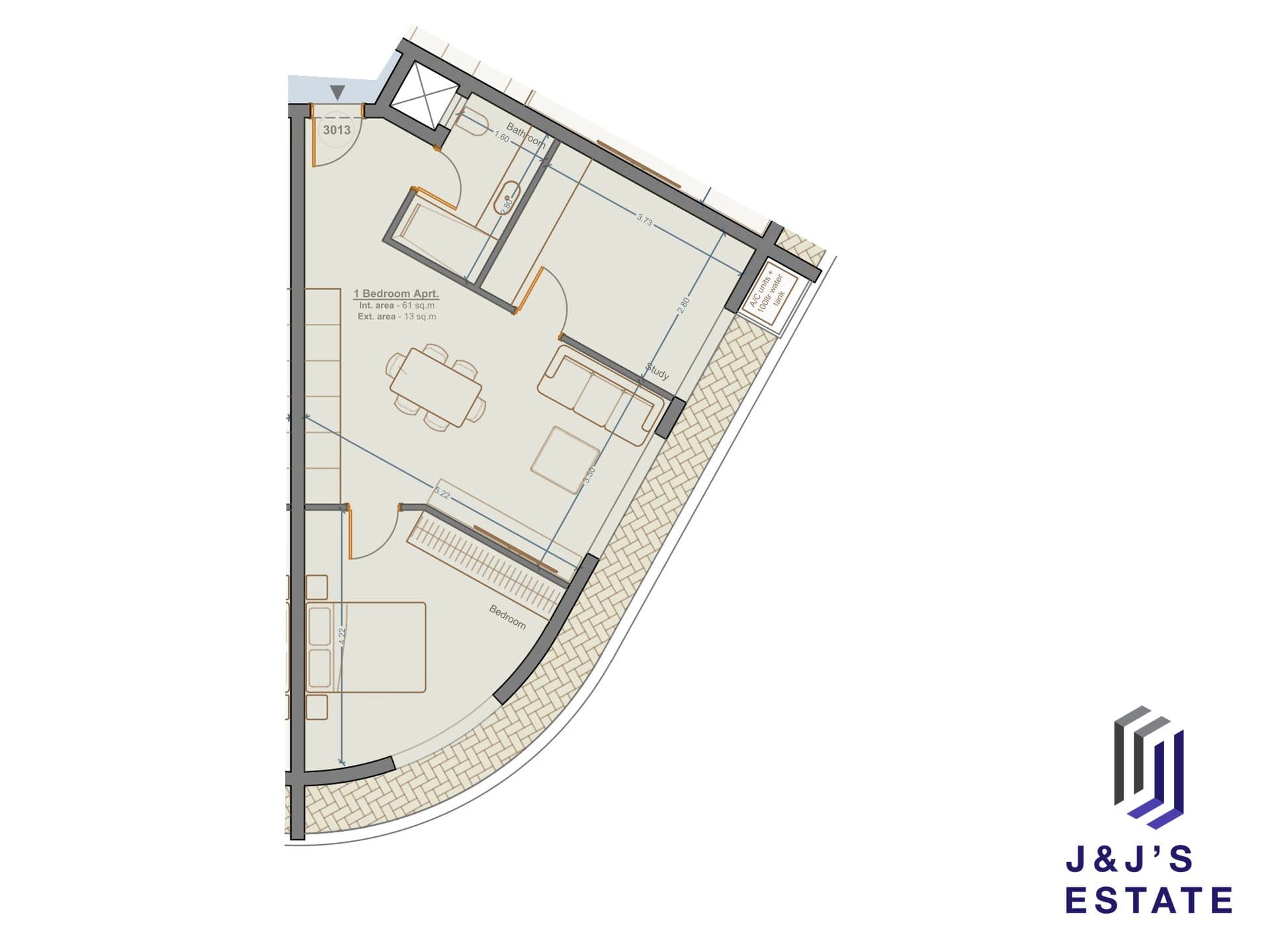 1-bedroom apartment with study and outdoor area in Marsa · 1